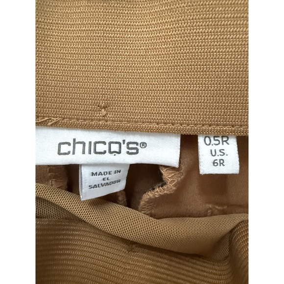 Chicos So Slimming Flare Pants Size 6 (0.5 ) Camel Tan Sailor Buttons Stretch - Picture 4 of 10